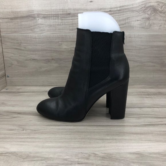 Sam Edelman Ankle Boots Womens 8.5 Case Chelsea Black Leather Slip On Heel Booti - Picture 2 of 9